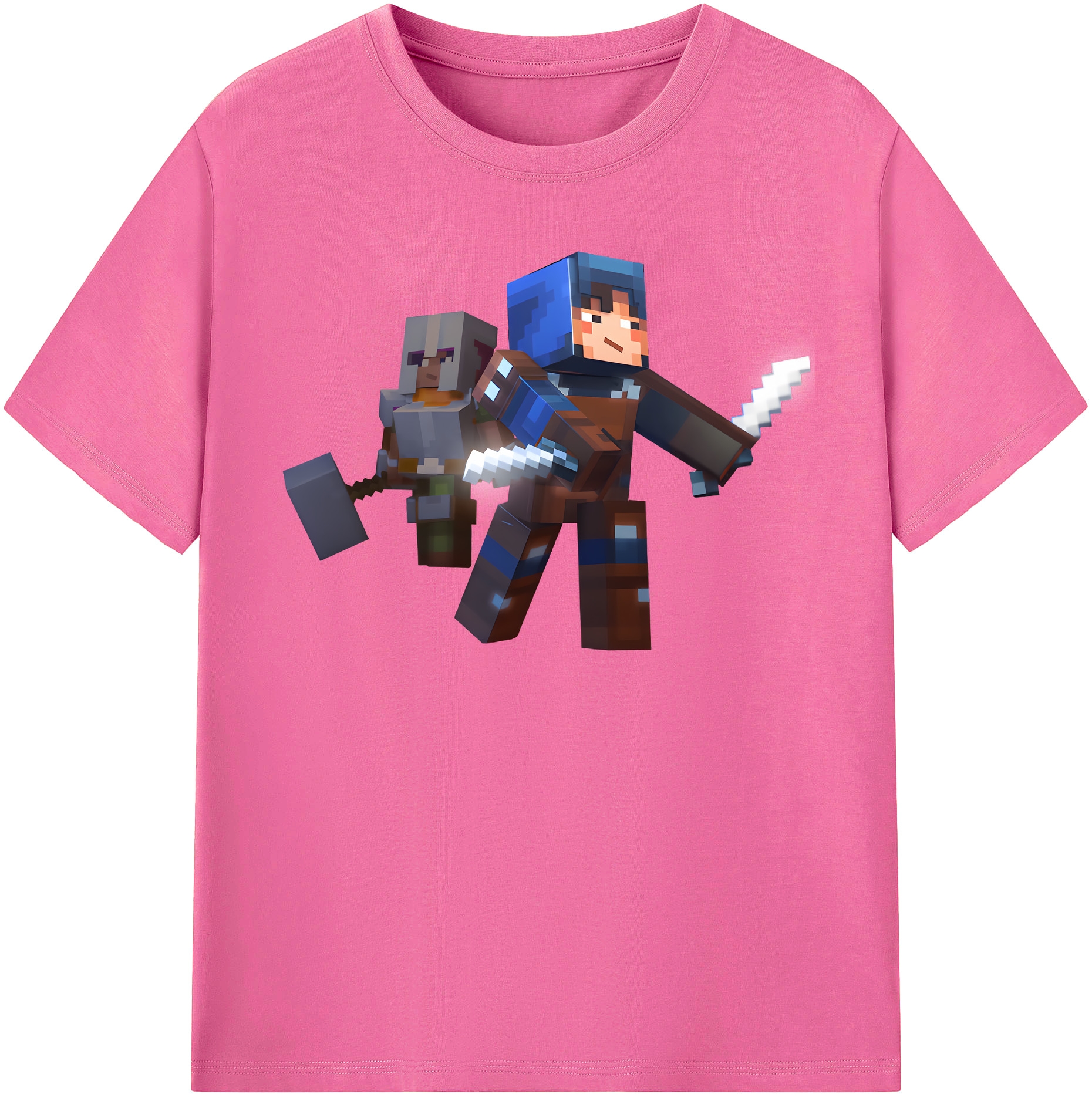 （画像用） マインクラフト ブロックの世界 Minecraft MC Block world レディースカジュアルプリントTシャツ（綿100％）